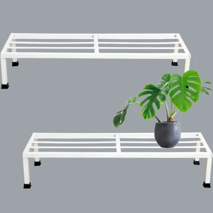 Apollo Metal Plant Stand For Garden| Amaze Shine | 24 Inches | White | Set of 2